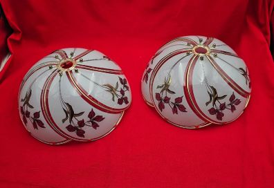 Retro glass lampshades decorated with an iris flower motif
