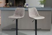 2-pack retro design bar stools, incl. footrest, height-adjustable, gas lift, Gray + Black