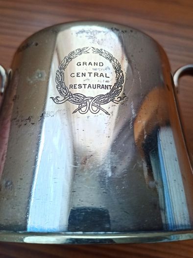 "Grand Central Restaurant"  silver plated two handled sugar bowl  rare made in Sheffield