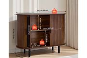 Coffee Bar Cabinet, Mid Century Fluted Coffee Bar Table, Buffet Stand Cabinet with 2 Sliding Doors, Sideboard Buffet Station for Living Room, Entryway, Kitchen, 100 x 40 x 75 cm, Walnut