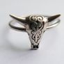 Vintage 925 Sterling Silver BULL SKULL with Horn Ring Image 4