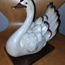 Vintage Large Iridescent  Swan Figurine on a clear brown acrylic base Image 3
