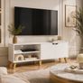 140cm TV Cabinet  Modern TV Stand with Adjustable Shelves Image 4