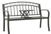 Garden Bench with a Table 125 cm Steel Grey