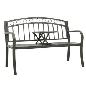 Garden Bench with a Table 125 cm Steel Grey