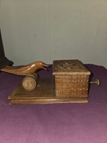 1950's Hand Carved Wooden Bird Cigarette Dispenser