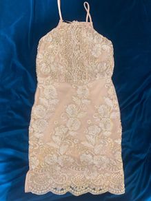 Gold Embroidered Mini Dress