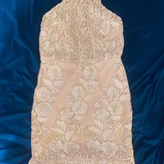 Gold Embroidered Mini Dress
