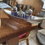 Boat sheaped holder of Cobalt Blue Glass Vintage Condiment / cruet Set Silver Plated Tableware, Made in England Image 7