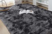 Area Rugs Soft Fluffy Living Room Carpets Non-Slip Bedroom Rug Shaggy Floor MatsTie-dye Rugs for Modern Indoor Home Floor Carpets Black Gray 2x4ft 60x120CM MULTIPLE COLOURS AVAILABLE (FREE POSTAGE)
