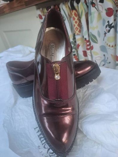 Marco Moreo platform patent leather maroon shoes