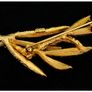 Vintage Signed Coro Rhinestone Leaf Spray Brooch 1950s Gold Tone Image 9