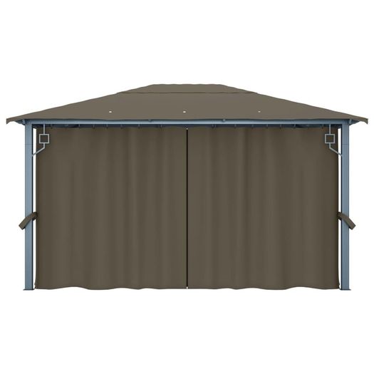 Gazebo with Curtain and String Lights 400x300 cm Taupe Aluminium