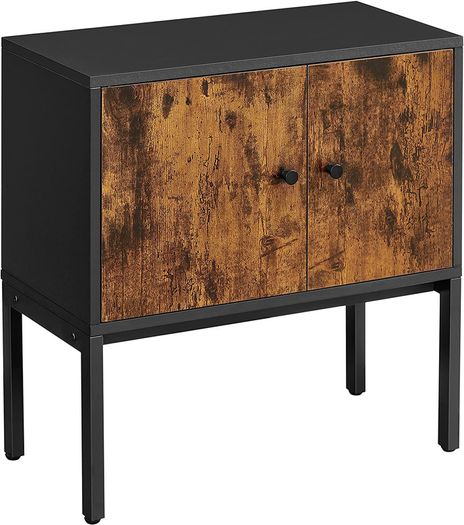 Sideboard, kitchen cabinet with doors, side cabinet, storage cabinet, metal frame, multi-purpose cabinet, cupboard, 60 x 30 x 60 cm, industrial design, vintage brown-black