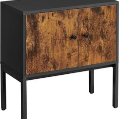 Sideboard, kitchen cabinet with doors, side cabinet, storage cabinet, metal frame, multi-purpose cabinet, cupboard, 60 x 30 x 60 cm, industrial design, vintage brown-black