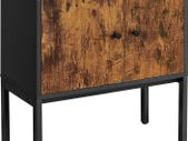 _Sideboard, kitchen cabinet with doors, side cabinet, storage cabinet, metal frame, multi-purpose cabinet, cupboard, 60 x 30 x 60 cm, industrial design, vintage brown-black
