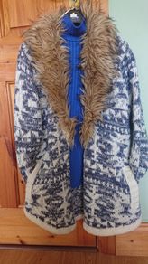 Knitted Coat with Fur  Size 10