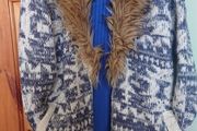 Knitted Coat with Fur  Size 10
