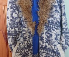 Knitted Coat with Fur  Size 10