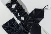 Classy Black Gloves with Sparkly Beads &amp; Lace