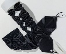Classy Black Gloves with Sparkly Beads & Lace