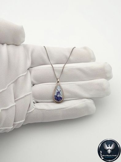 Vinage 835 Silver Delft Ceramic Necklace