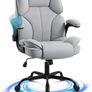 Office Chair with Flip-Up Arms for Home Office,Grey Thick Padded Seat, Supportive Backrest, Ergonomic Design, Rocking, 10cm Height Adjustment, 150kg Capacity Image 2
