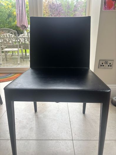 Black leather dining chairs x6 (free)