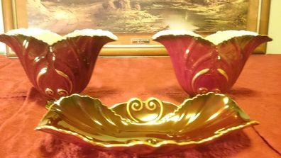 Vintage Carlton Ware Rouge Royale 3 Piece Collection Made In England
