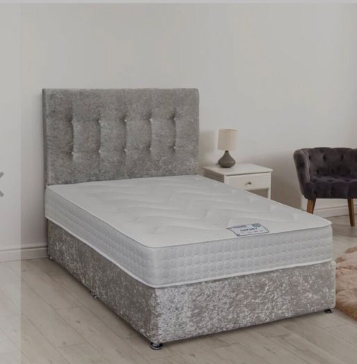 Dfi Silver crushed velvet divan bed