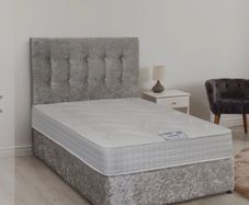 Dfi Silver crushed velvet divan bed