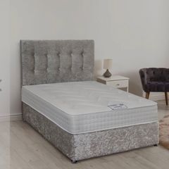 Dfi Silver crushed velvet divan bed