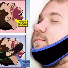 Stop Snorin anti-snore apparatus with anti-snore chin strap with anti-snore head nasal snoring grunting