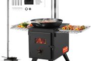 Wood Stove Alloy Steel Camping Tent Stove Portable Wood Burning Stove with Chimney Pipes &amp; Gloves with 8 Pipes
