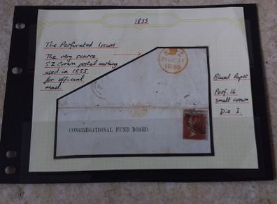 Penny Red On - Front Piece with Very Scarse SZ Crown Postal Mark 1855
