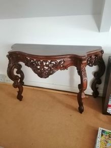 Hall table large solid wood carved