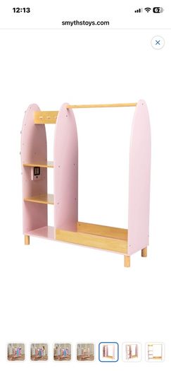 Kids Wooden Dress-Up Rack with Light-Up Mirror