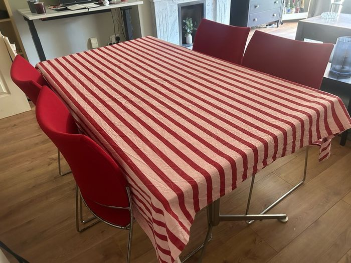 4 Casala Designer Red Upholstered Chairs with steel legs
