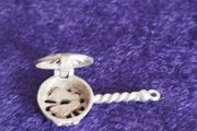 Vintage Sterling Silver Bed Warmer  Pendant Opens to Pair of Legs.