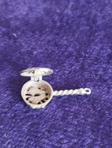 Vintage Sterling Silver Bed Warmer  Pendant Opens to Pair of Legs.