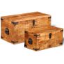 Storage Chest Set 2 Pieces Rough Mango Wood Image 2