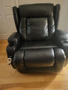 Premium Black Leather Electric Riser-Recliner Chai