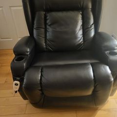 Premium Black Leather Electric Riser-Recliner Chai