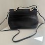RED V Valentino genuine black leather crossbody bag with large bow and pink interior lining Image 8