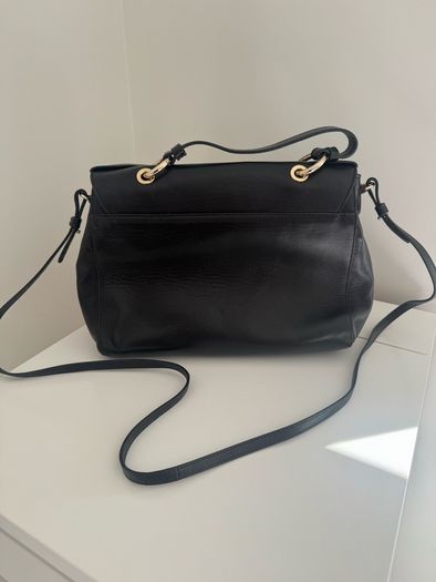 RED V Valentino genuine black leather crossbody bag with large bow and pink interior lining