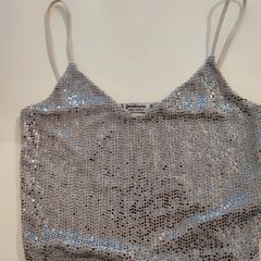 Stradivarius glitter silver top Party/ NYE/ Christmas party/ special events UK 8