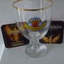 Grimbergen Half Litre , Gold Rimmed Goblet Style , Beer Glass and 2 Beer Mats Image 3