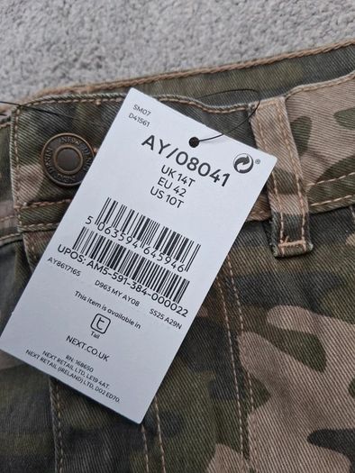 Stunning Brand New with tags Next UK14 Tall range Camo Printed 100% Cotton Pleated Denim Mini Skirt