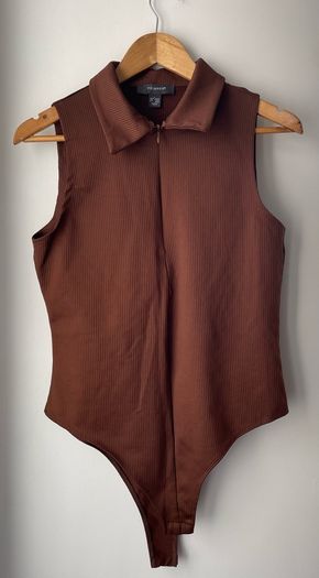 Primark bodysuit sleeveless brown ribbed size 16