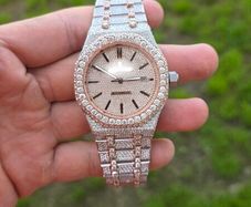 Fully Iced Two Tone Rose Gold Automatic Watch